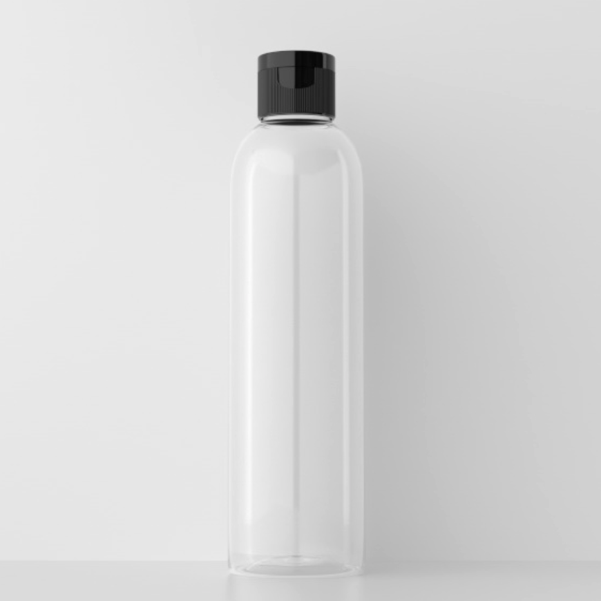 150ml ワンタッチキャップつき円肩PETボトル、クリアーカラー在庫