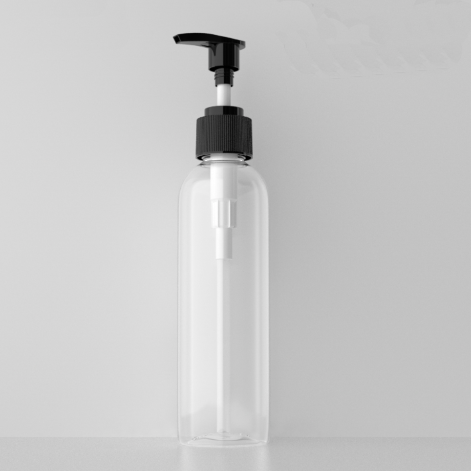 150ml ポンプ付き円肩PETボトル、クリアーカラー在庫
