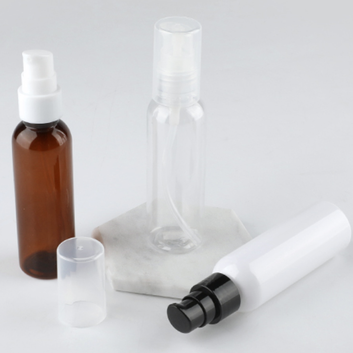 60ml ポンプ付きPETボトル、茶色、ブルー、緑、クリアー、白い、黒い在庫販売