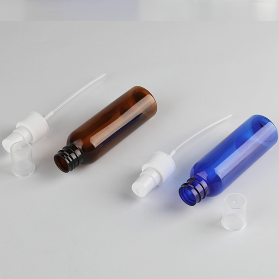 60ml スプレー付きPETボトル、茶色、ブルー、緑、クリアー、白い、黒い在庫販売