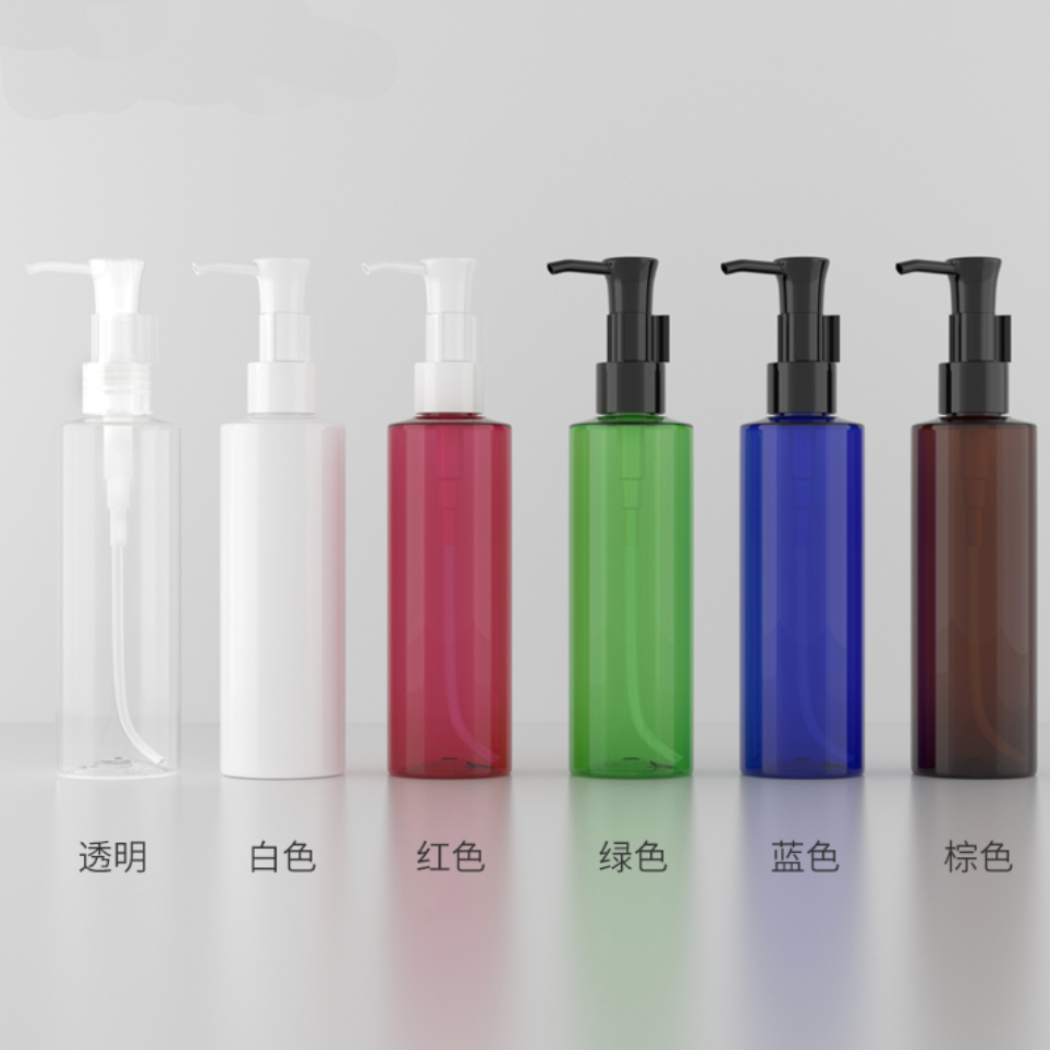 250ml オイルポンプ付きPETボトル、ブルー、茶色、緑、クリアー、白いカラー在庫