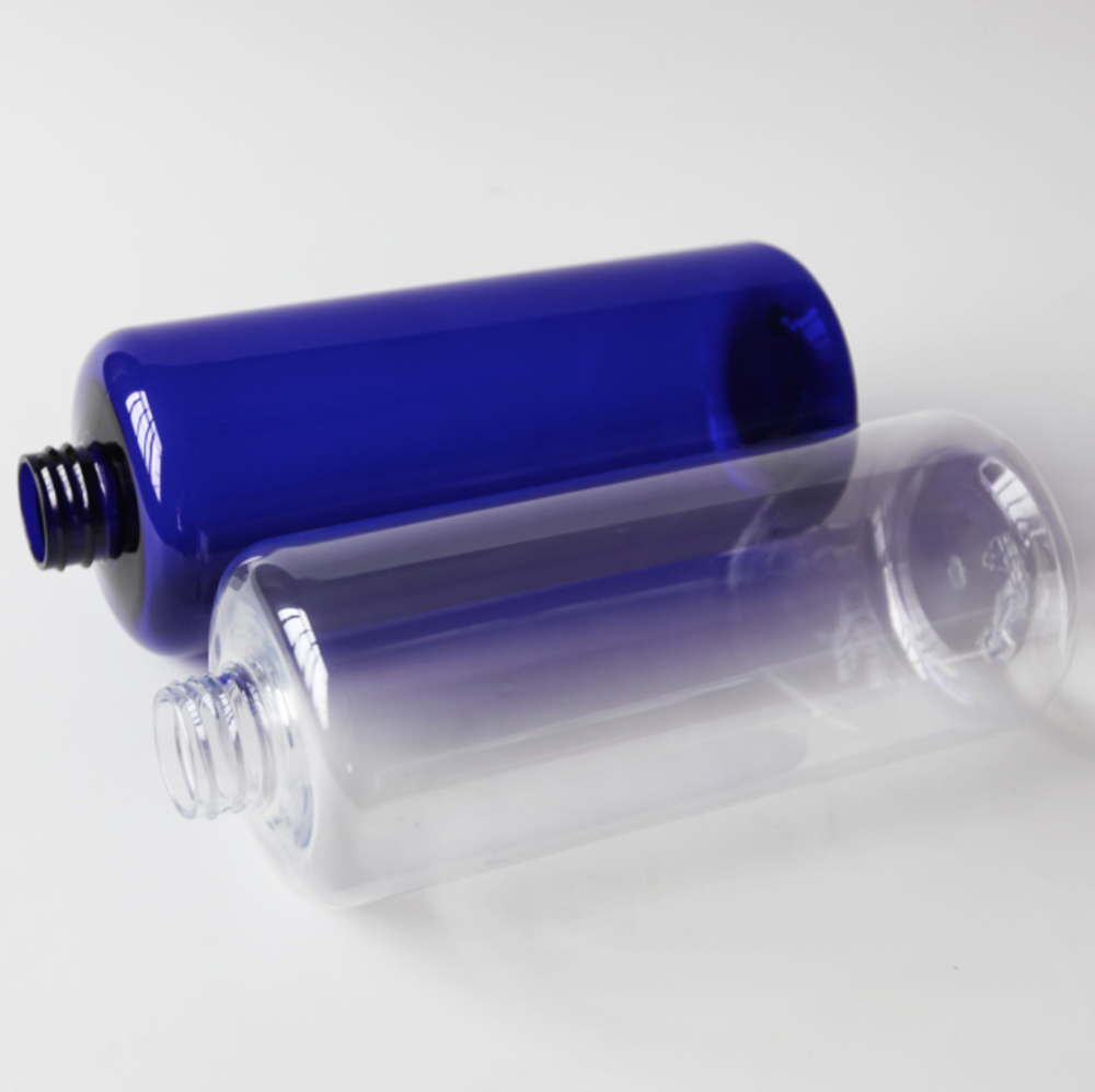 98本の1000ml ポンプ付き四角PET ボトル、クリアーとブルーカラー在庫。