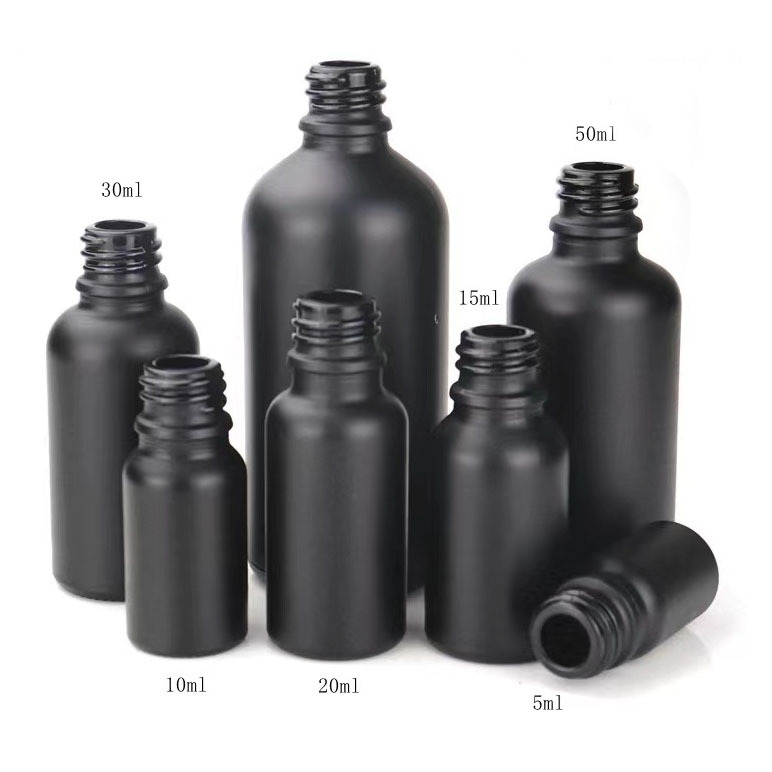 18mm口径すりガラス瓶。5ml 10ml 15ml 20ml 30ml 50ml 100ml瓶。茶色、ブルー、緑、クリアー、黒い5カラーのガラス瓶、遮光瓶、エッセンシャルオイル瓶、アロマ瓶。
