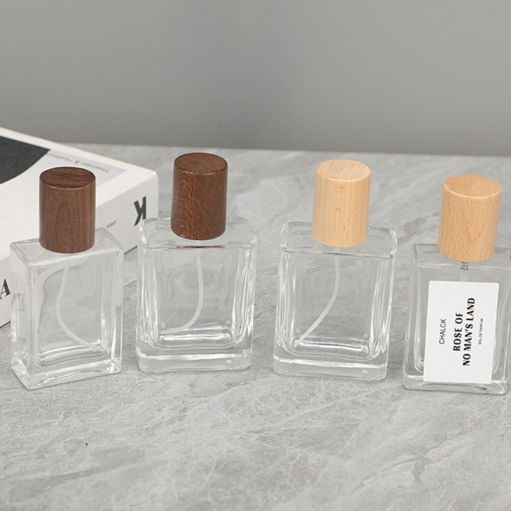 木キャップの30ml 50mlスプレー付きガラス瓶