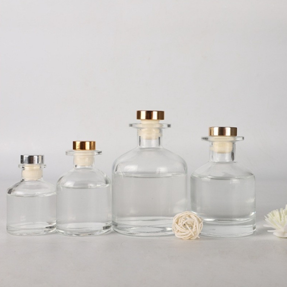 130ml  丸い黒、白、グレー、茶色の各カラーのアロマテラピーガラス瓶在庫！ディフューザーガラス瓶