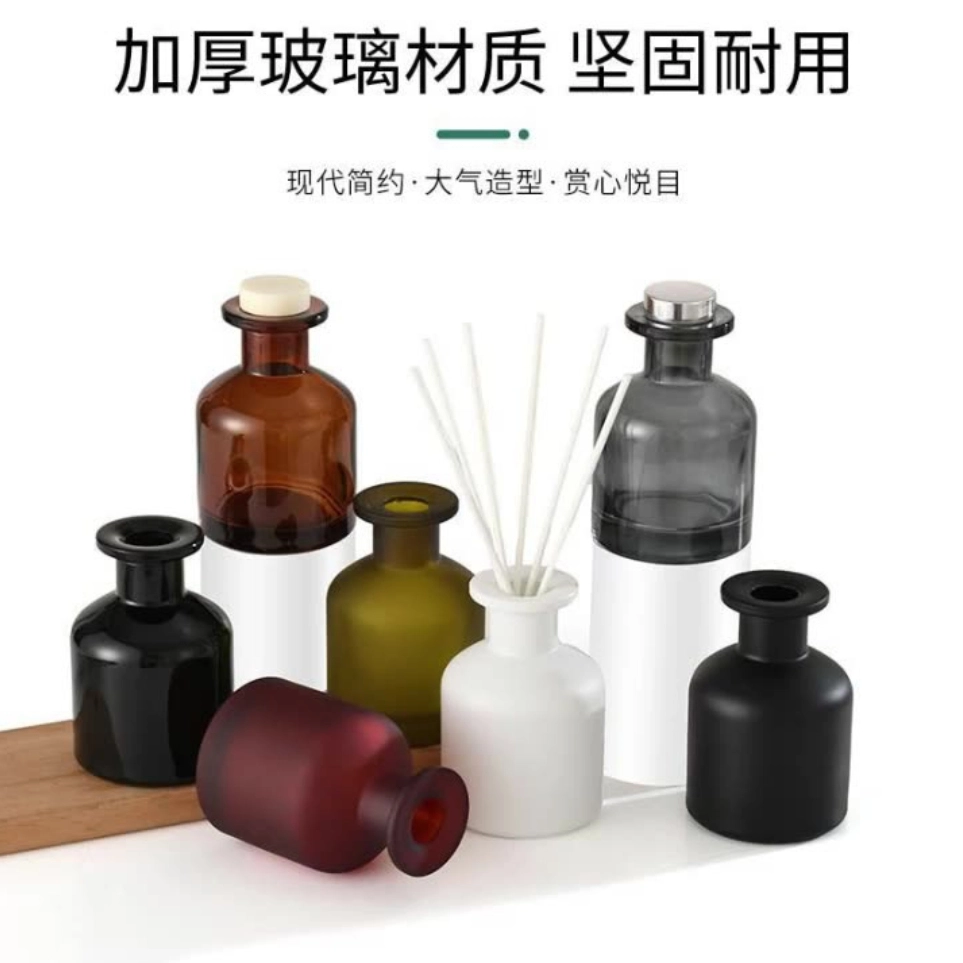130ml 丸型アロマテラピーガラス瓶｜4カラー キャップ3色