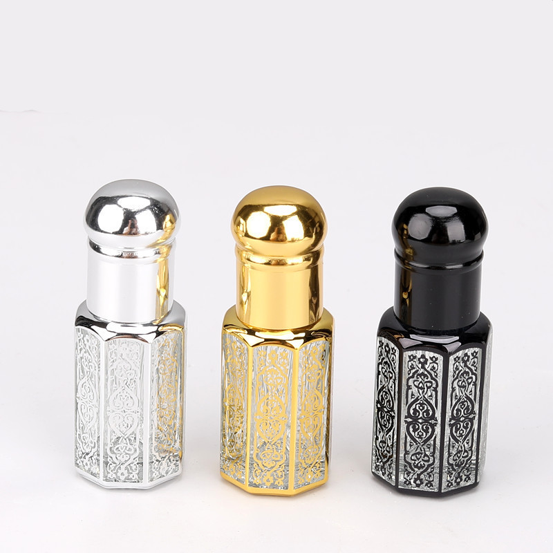 3ML6ML12ML エッセンシャルオイルローラーボトル空ボトル香水ローラーボトルマッサージスミアサンプルガラス八角形