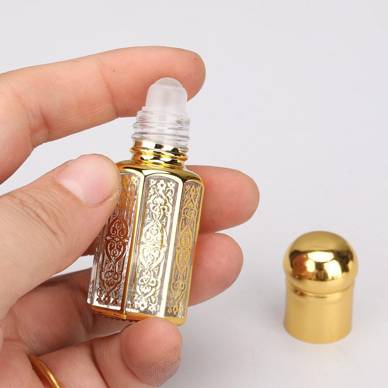 3ML6ML12ML エッセンシャルオイルローラーボトル空ボトル香水ローラーボトルマッサージスミアサンプルガラス八角形