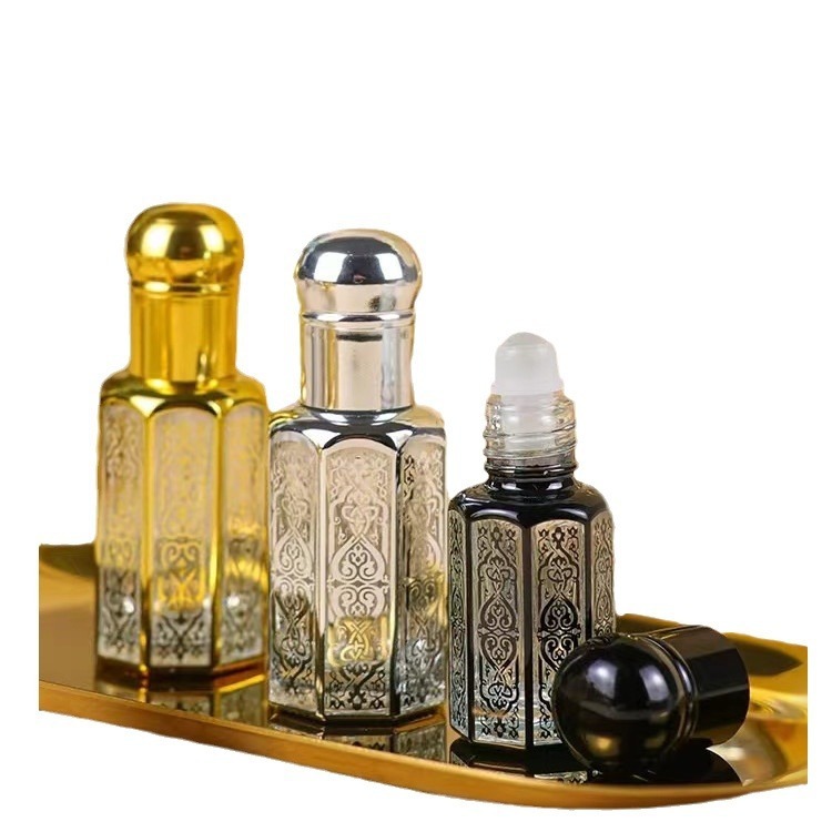 3ML6ML12ML エッセンシャルオイルローラーボトル空ボトル香水ローラーボトルマッサージスミアサンプルガラス八角形