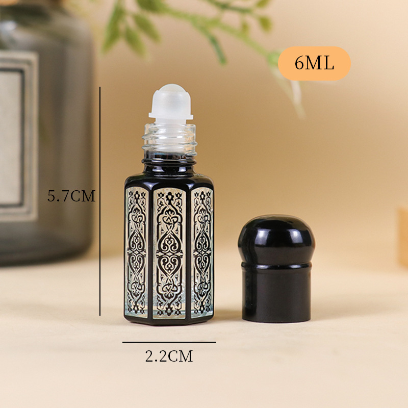 3ML6ML12ML エッセンシャルオイルローラーボトル空ボトル香水ローラーボトルマッサージスミアサンプルガラス八角形