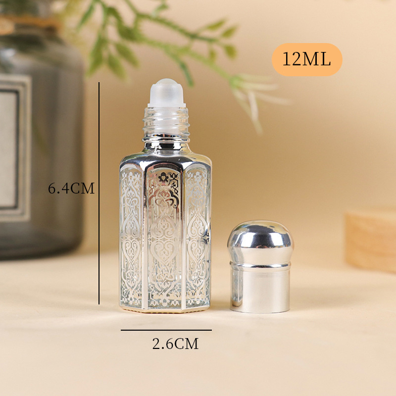 3ML6ML12ML エッセンシャルオイルローラーボトル空ボトル香水ローラーボトルマッサージスミアサンプルガラス八角形