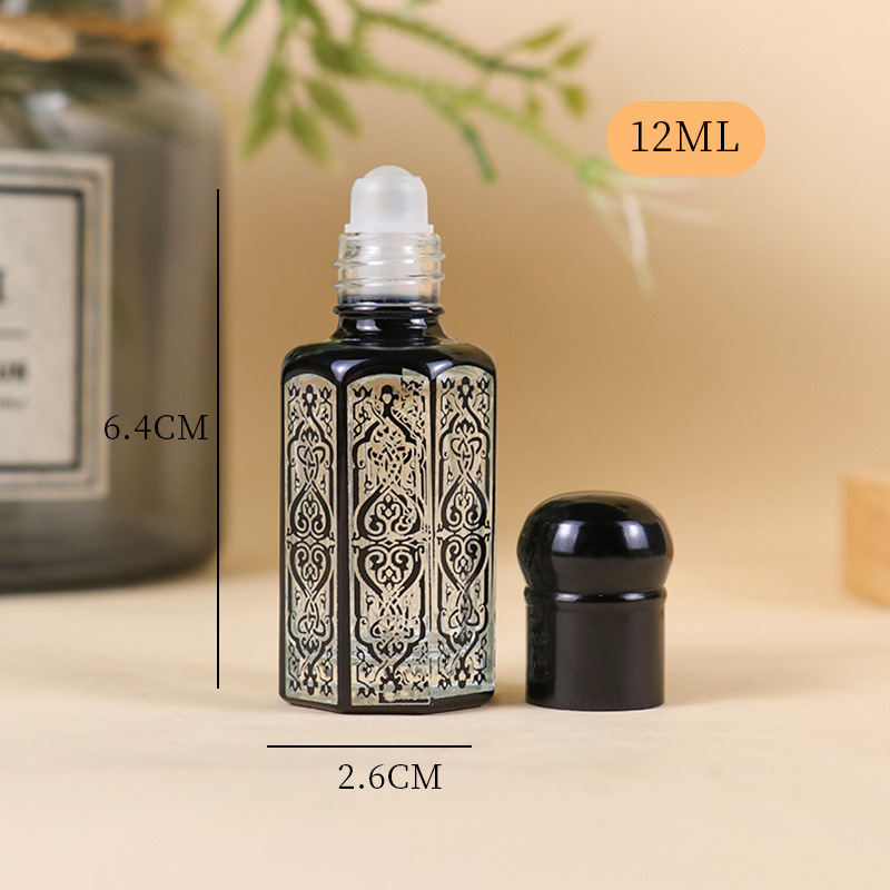 3ML6ML12ML エッセンシャルオイルローラーボトル空ボトル香水ローラーボトルマッサージスミアサンプルガラス八角形