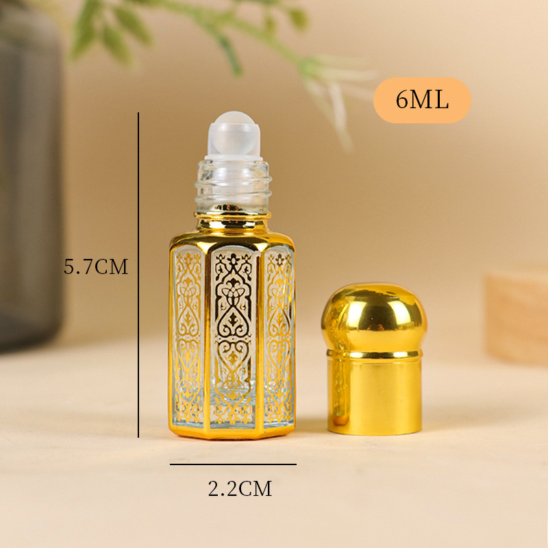3ML6ML12ML エッセンシャルオイルローラーボトル空ボトル香水ローラーボトルマッサージスミアサンプルガラス八角形