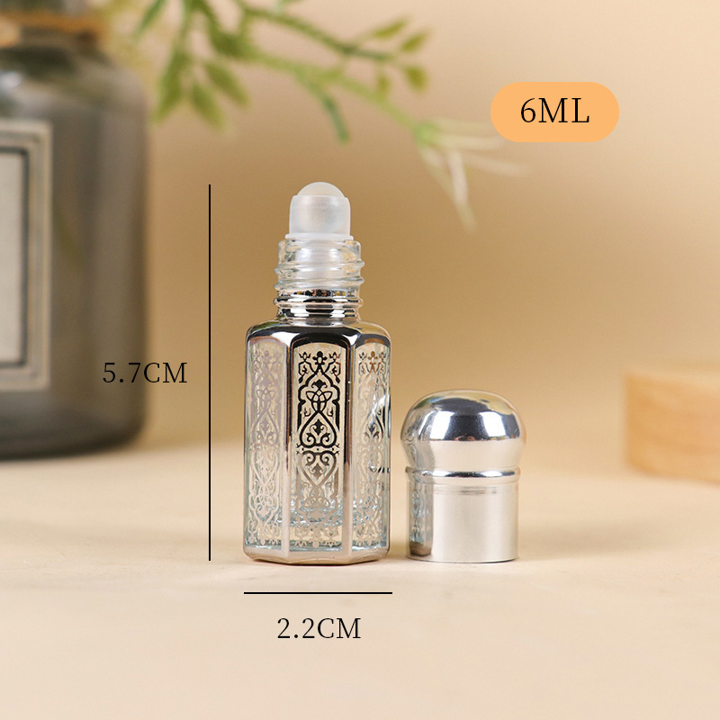 3ML6ML12ML エッセンシャルオイルローラーボトル空ボトル香水ローラーボトルマッサージスミアサンプルガラス八角形