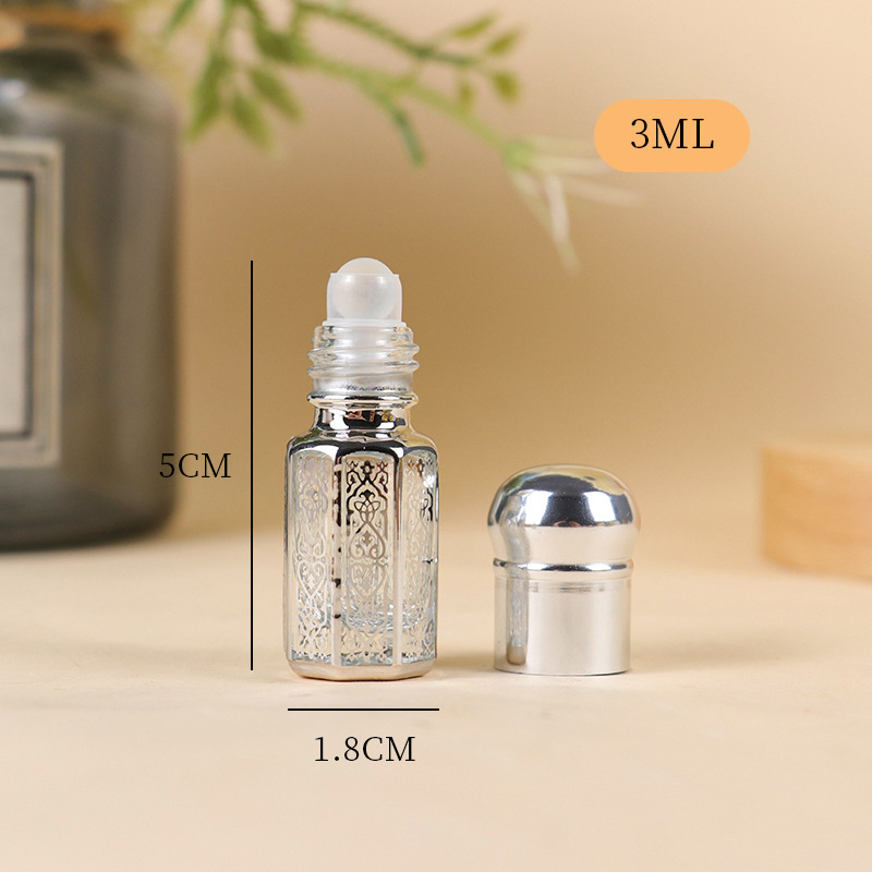 3ML6ML12ML エッセンシャルオイルローラーボトル空ボトル香水ローラーボトルマッサージスミアサンプルガラス八角形