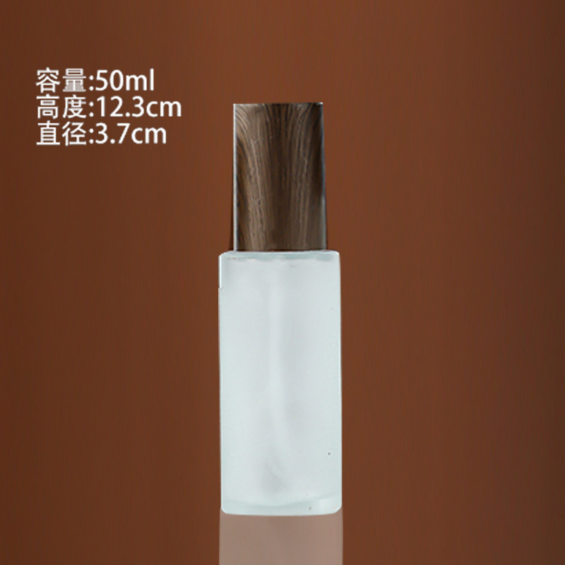 蒙砂玻璃化妆品瓶木纹盖膏霜瓶按压喷雾瓶空瓶乳液分装瓶现货