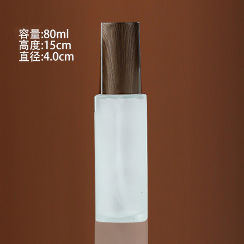 蒙砂玻璃化妆品瓶木纹盖膏霜瓶按压喷雾瓶空瓶乳液分装瓶现货