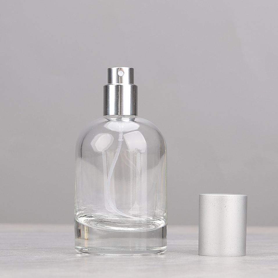 30ml 50ml 木キャップの ミストスプレー付き香水瓶、クリアーガラス瓶。