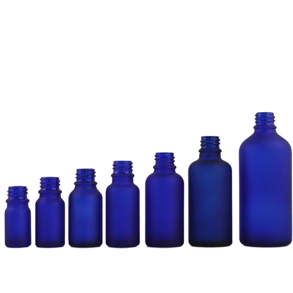 5ml　10ml、15ml、20ml、30ml、50ml、100mlスポイト付きブルーすりガラス瓶、遮光瓶在庫販売。価格はスポイトとガラス瓶を含めます。