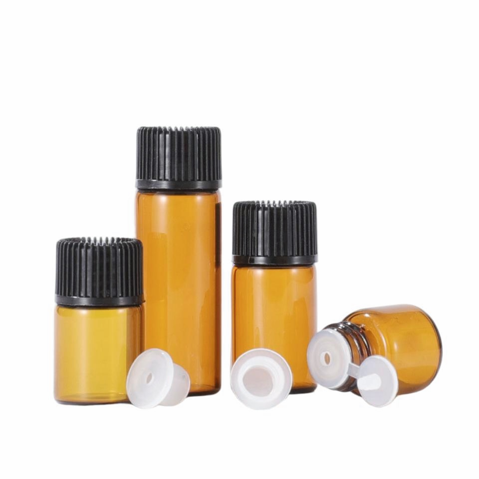 Tube-Type 1ml 2ml 3ml 5ml ガラス遮光瓶、茶色とクリアー瓶.キャップと中栓あり、