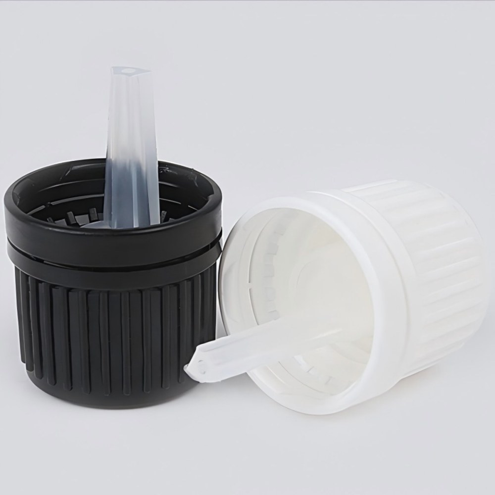 18mm口径瓶用Tamper Evident (改ざん防止)キャップ＆ドッロパー。中国安い品とドイツ高品質製品をご選択できます。