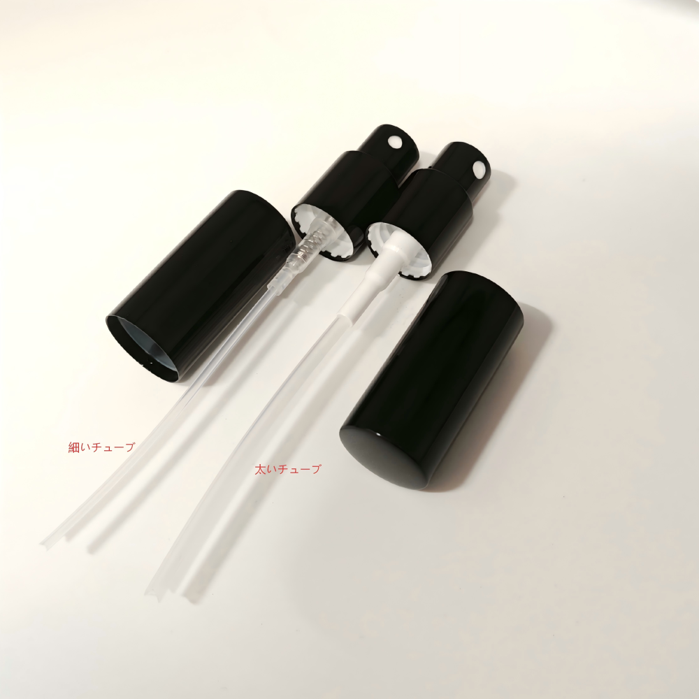 新規改良した18mm口径瓶用のミストスプレー単品です。シルバーと黒いカラーあり。　アルミナー材質、10mlから100mlまで通用です。