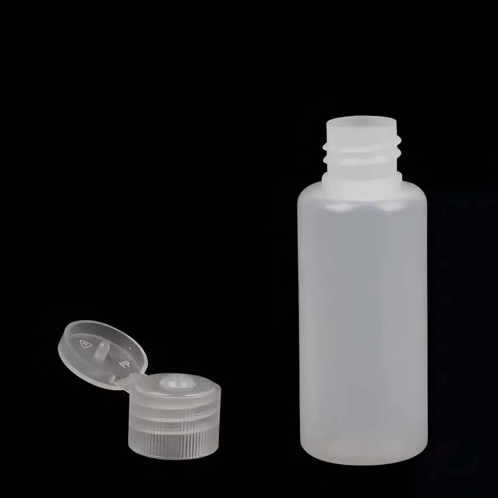 10ml 20ml 30ml ワンタッチキャップ付きPE製ボトル、半透明カラー