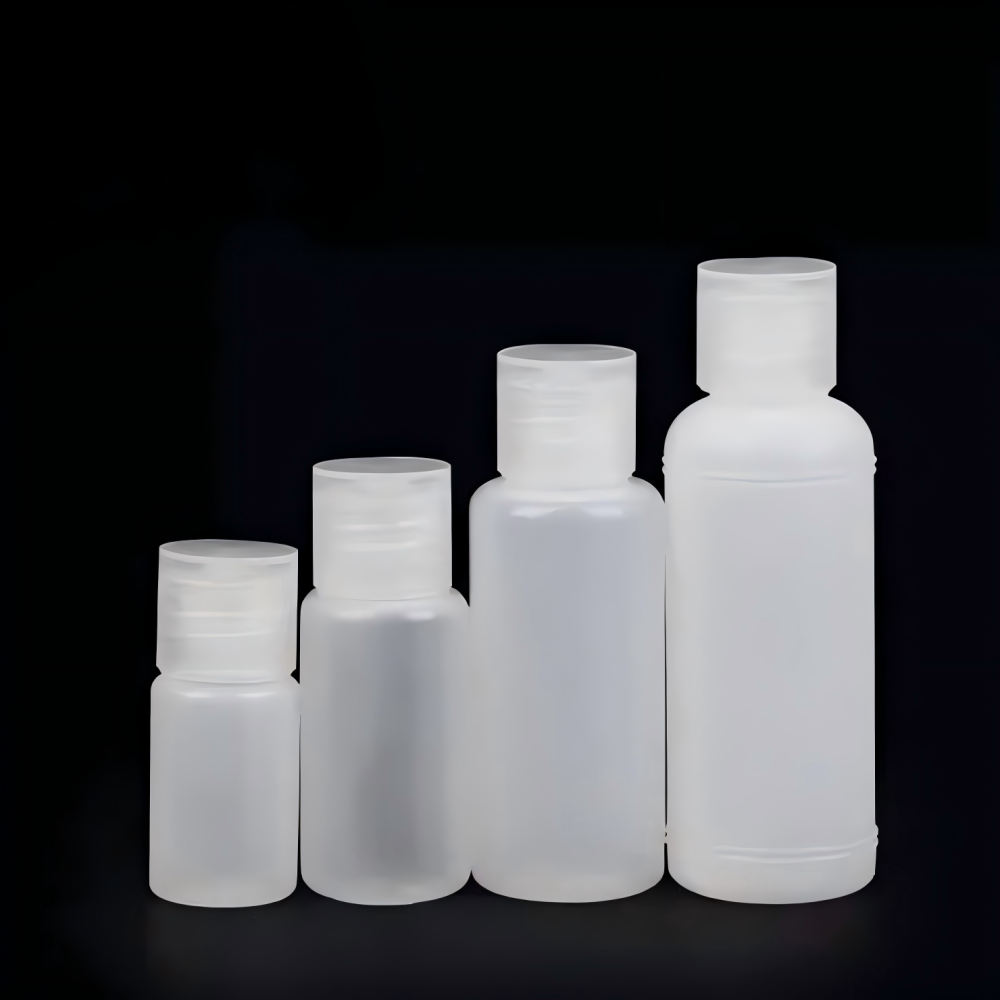 10ml 20ml 30ml ワンタッチキャップ付きPE製ボトル、半透明カラー
