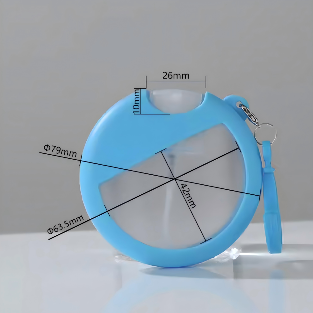 25ml丸型カード型スプレーボトル、携帯スプレー,香水瓶、シリコン保護スリーブとフック付き、プラスチックボトルセット、ポータブル旅行用デカンタボトル