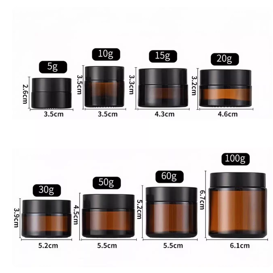 5ml 10ml 15ml 20ml 30ml 50ml 100ml 茶色ガラスジャーキャップ付