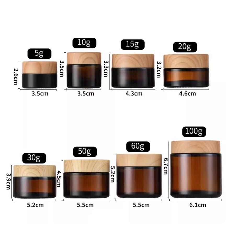 5ml 10ml 15ml 20ml 30ml 50ml 100ml 茶色ガラスジャーキャップ付