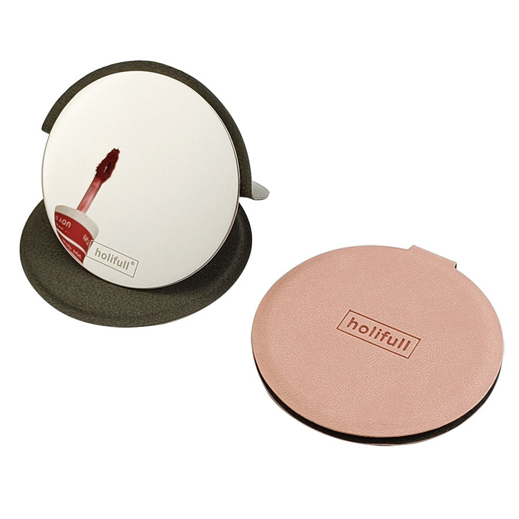 日本と韓国スタイルの丸型ポケットミラー、折りたたみ式化粧鏡、超薄型で割れにくい小型ミラー、レザー製、ステンレス製ミラー、カスタマイズ可能。