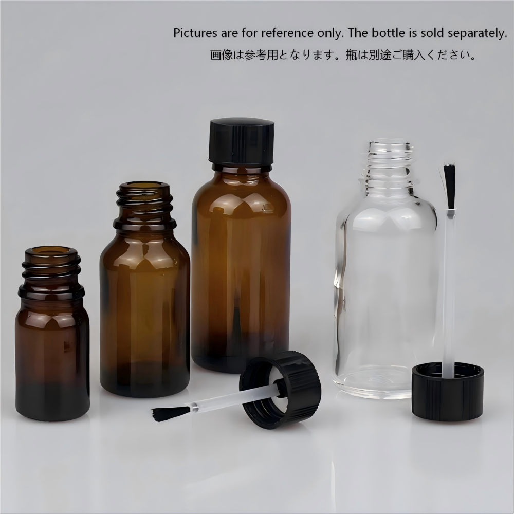 弊社の18口遮光瓶用の刷毛付きキャップです。　白いと黒いカラーあり。