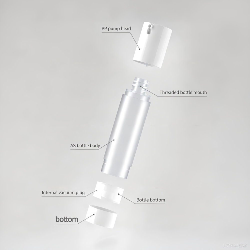 真空ポンプ付きくもりボトル15ml 30ml 50ml 在庫販売、ボトルの材質はAS、ポンプはPPです。