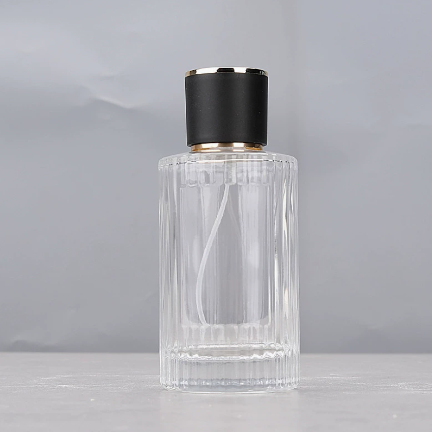 30ml/50ml/100mL スプレー付き縦ストライプガラス瓶/香水スプレーボトル 