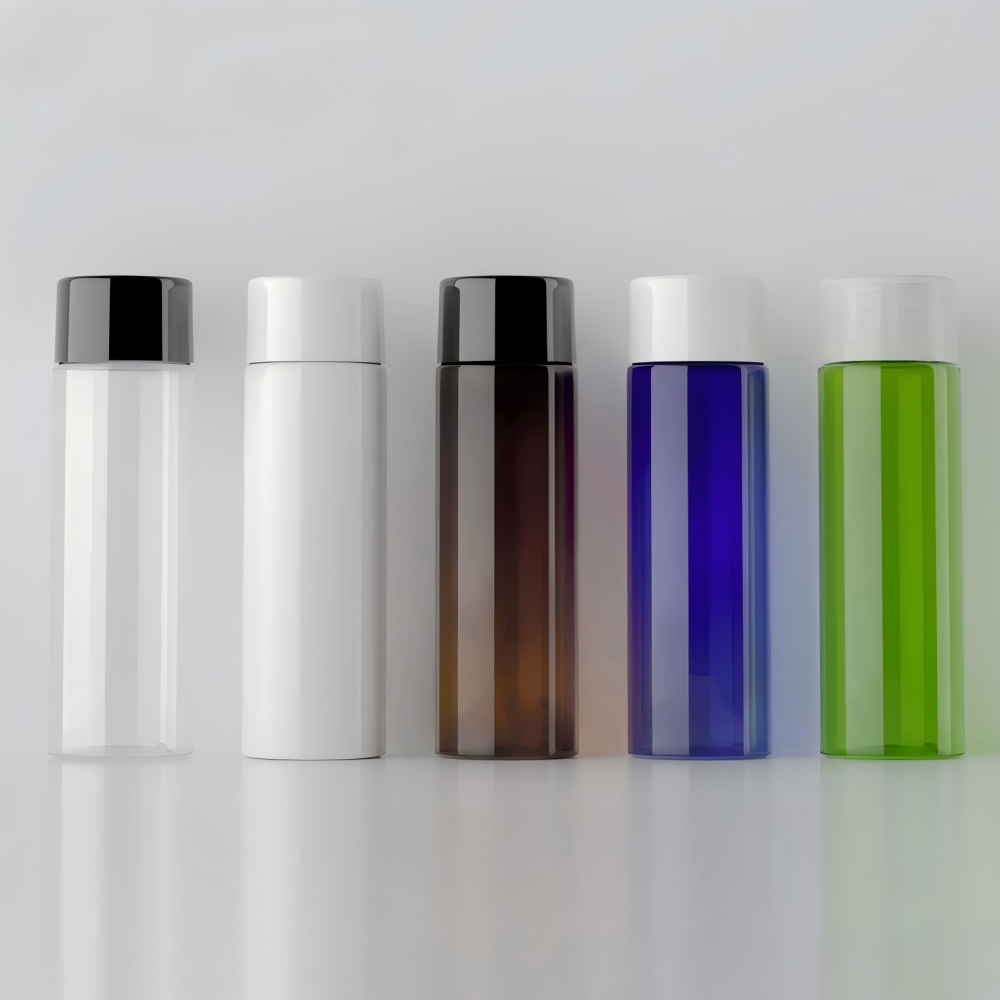 100ml 大きいキャップ＆中栓付きPETボトル 、ピンク、 白色 、クリアー、 黒色、 茶色、 緑色、 ブルのカラーは在庫販売