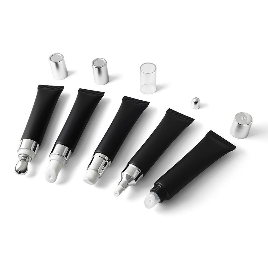 在庫あり：10ml、15ml、20mlのマットブラックの化粧品用プラスチックチューブ、口紅詰め替え用、アイクリーム、ローション用ローラーボール空ボトル