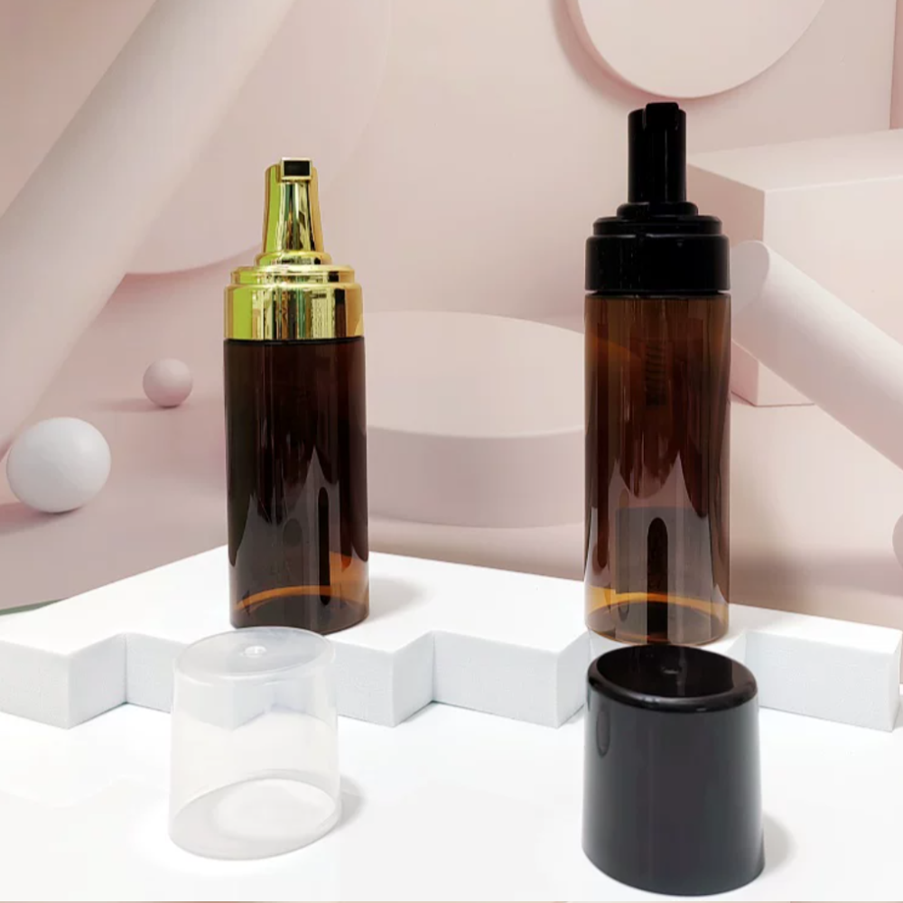 100ml/120ml/150ml/200ml泡立てポンプボトル茶色PET フォームポンプボトル（洗顔化粧品用小分け容器）