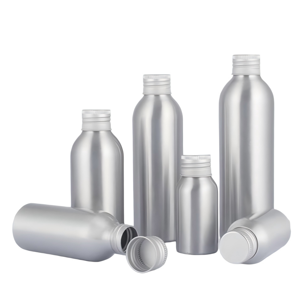 30ml 50ml 100ml 120ml 150ml 250ml アルミキャップ付きアルミボトル（中栓なし、シールあります。）