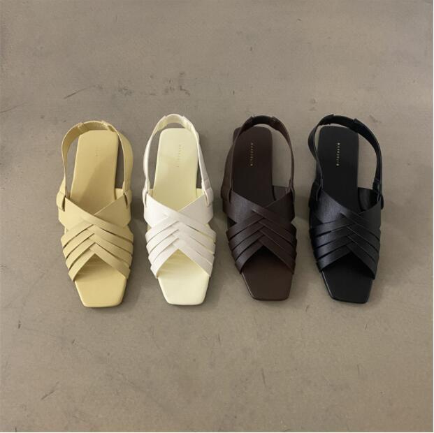 2022 Fashion Soft Leather Hollow Casual Shoes Versatile Fish Mouth Roman Shoes LS514