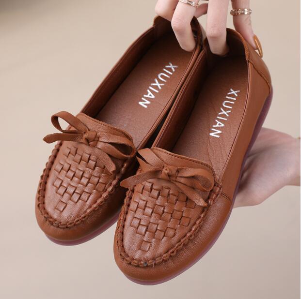 Soft Sole Soft Surface Women's Shoes Beef Tendon Sole Leather Spring New Leather Shoes CSG196