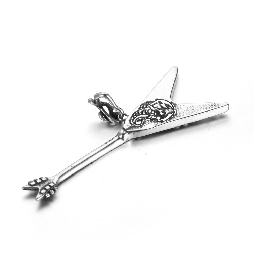 Stainless Steel Music Necklace Electric Guitar Titanium Steel Pendant