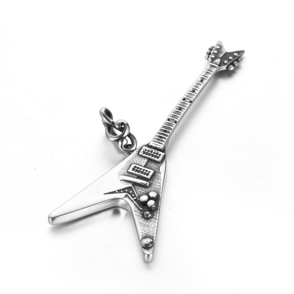 Stainless Steel Music Necklace Electric Guitar Titanium Steel Pendant