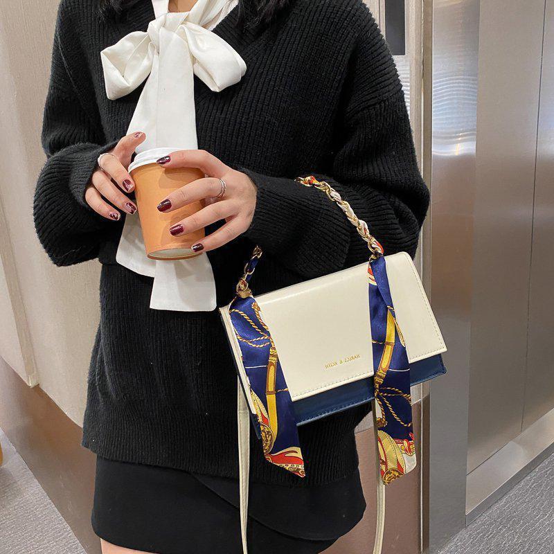 Silk scarf chain portable square bag