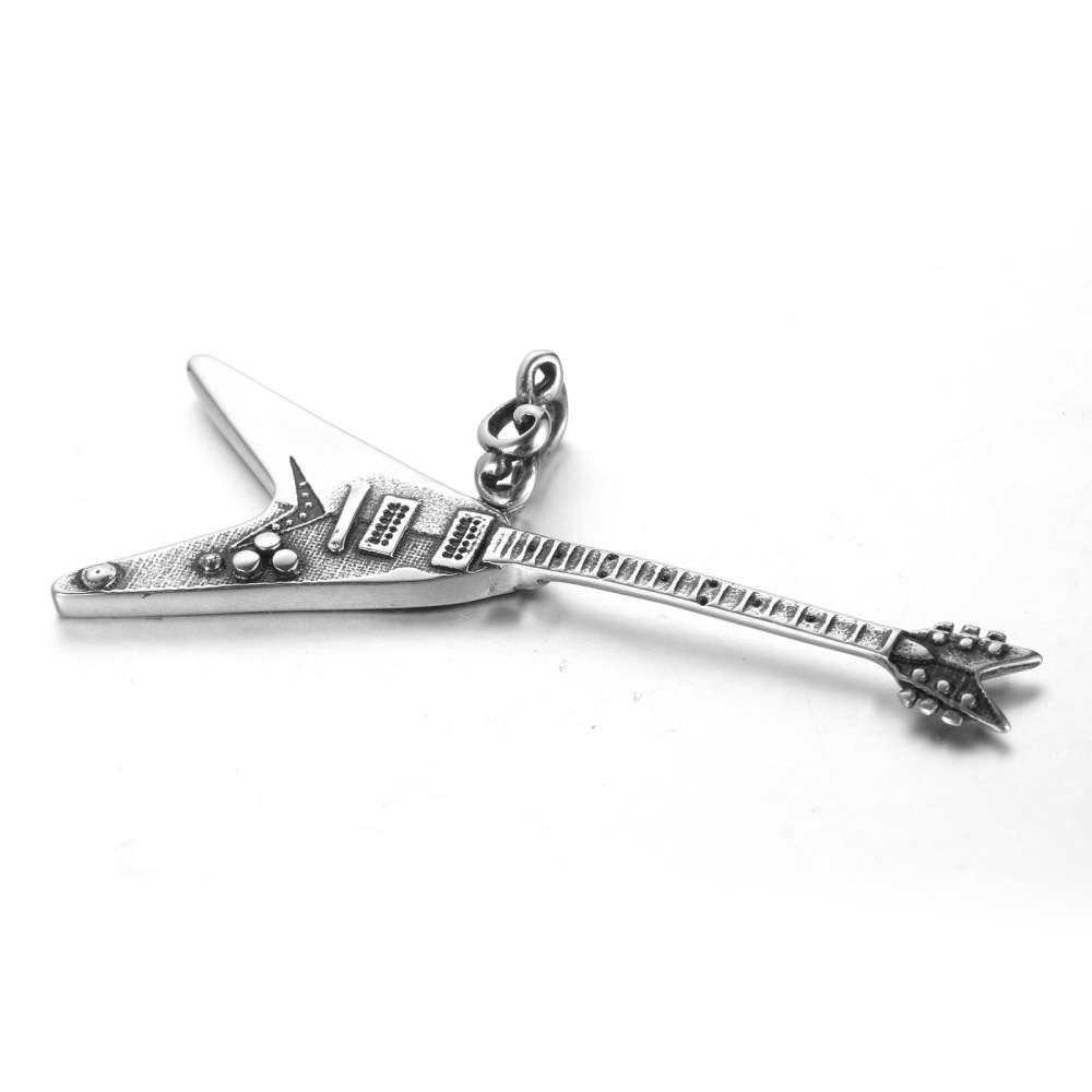 Stainless Steel Music Necklace Electric Guitar Titanium Steel Pendant