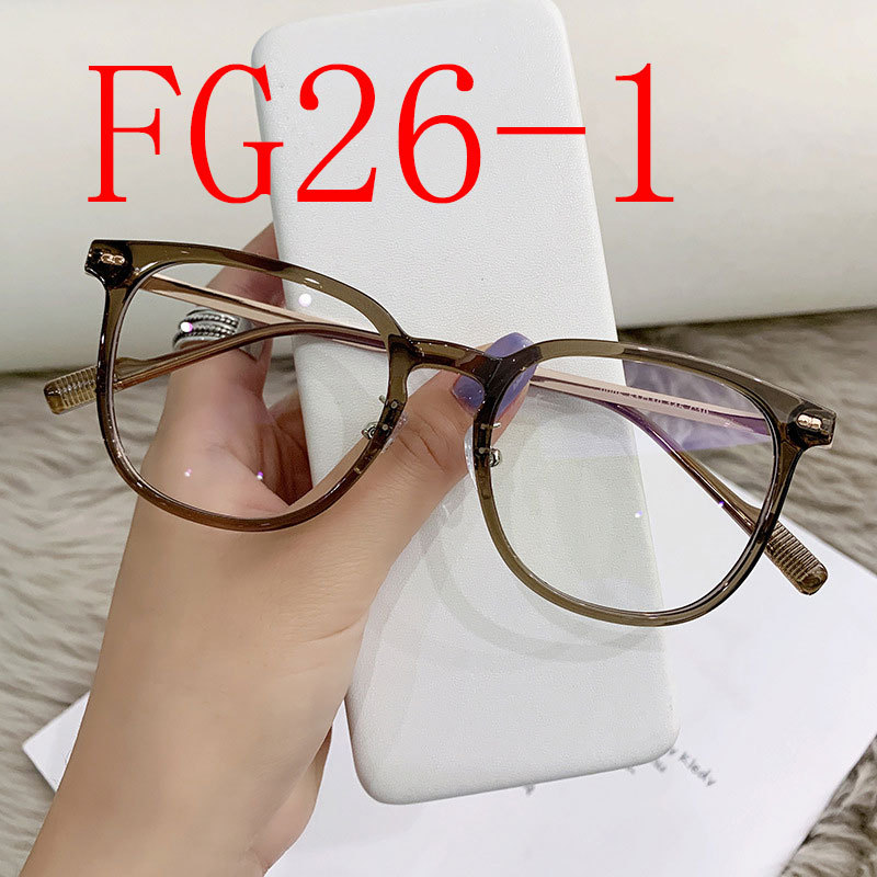 Lens anti-blue, plain, big frame, eye frame, small cold brown glasses. #FG26