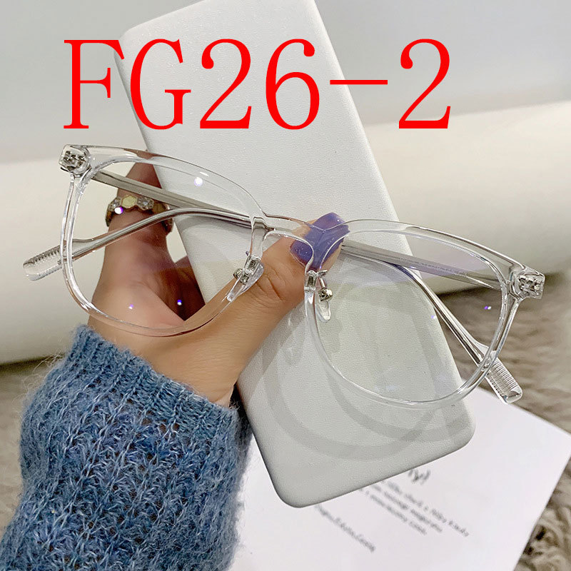 Lens anti-blue, plain, big frame, eye frame, small cold brown glasses. #FG26