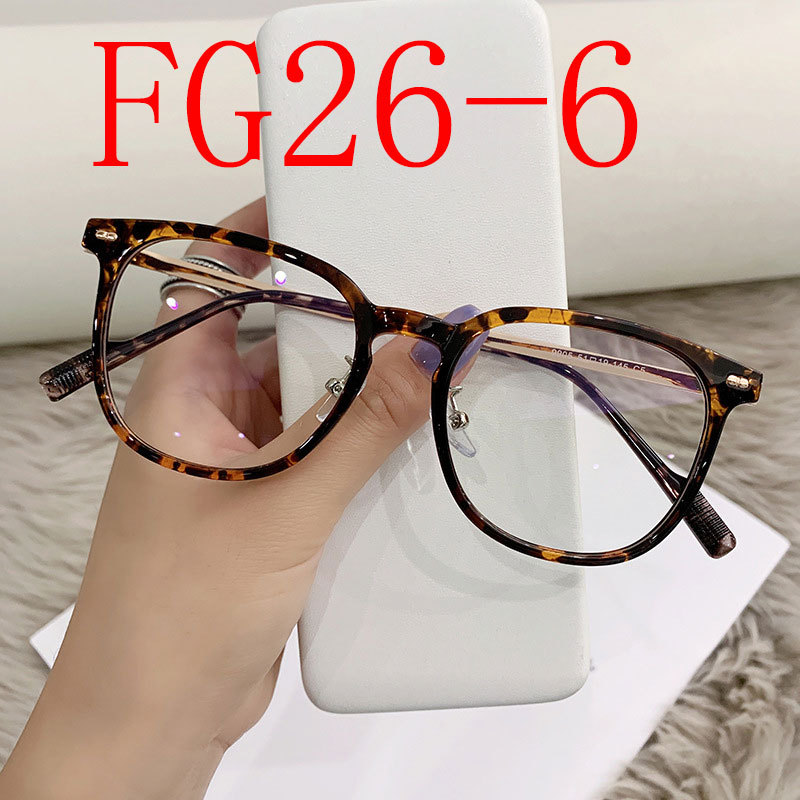 Lens anti-blue, plain, big frame, eye frame, small cold brown glasses. #FG26