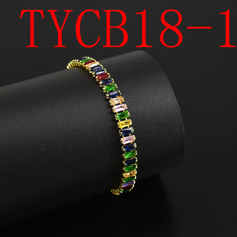 Crystal colored diamond zircon bracelet single row full of diamonds fashion tennis bracelet.#TYCB18