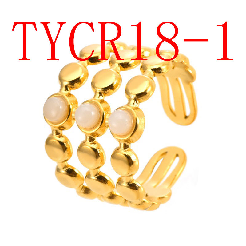 Ethnic temperament Joker stainless steel ring retro fashion opening color adjustment. #TYCR18